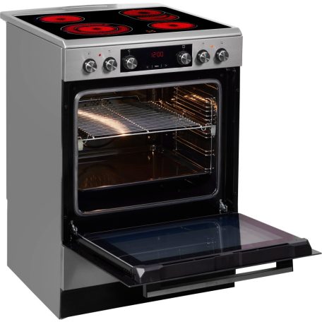 Amica A+++-30% 77L, 60 cm széles, légkeveréses szabadonálló kerámialapos tűzhely INOX SHCX 913 100 E-25%!