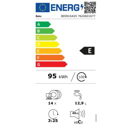 Beko 14 terítékes A++ teljesen beépíthető mosogatógép BDIN16420-28%!
