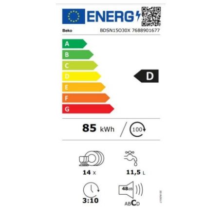 Beko 14 terítékes A+++ , SelfDry, Digitális kijelzős, WaterSafe+ részlegesen beépíthető mosogatógép BDSN15O30X-25%!