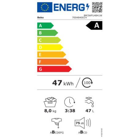 Beko A+++-30% 8 KG, Inverteres, Gőzfunkciós elöltöltős mosógép BM3WFU4841W-23%!