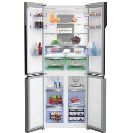 Beko 478L A+ NeoFrost, Inverteres, 4 ajtós amerikai hűtőszekrény GNE480E30ZXPN-25%!