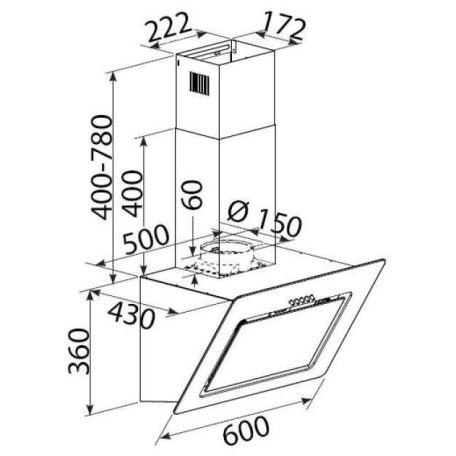 Bomann 603,1 m³/h döntött kürtős páraelszívó FEKETE DU 771.1G-59%!