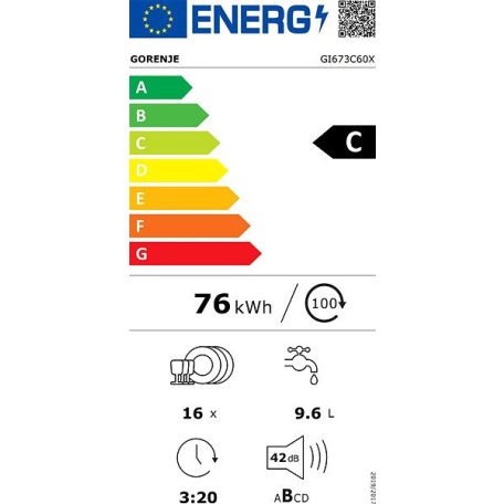 Gorenje A+++ 16 ter. WiFi, PowerDrive Inverteres pult alá építhető mosogatógép GI673C60X-25%!