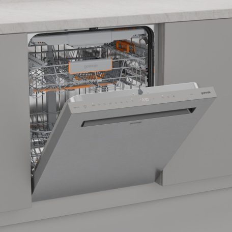 Gorenje 16 terítékes, Wifi, Inverteres, Felső evőeszköztálcás, Öntisztítós, pult alá építhető mosogatógép INOX GU673A65X-31%