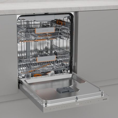 Gorenje 16 terítékes, Wifi, Inverteres, Felső evőeszköztálcás, Öntisztítós, pult alá építhető mosogatógép INOX GU673A65X-31%