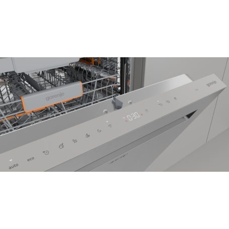 Gorenje 16 terítékes, Wifi, Inverteres, Felső evőeszköztálcás, Öntisztítós, pult alá építhető mosogatógép INOX GU673A65X-31%