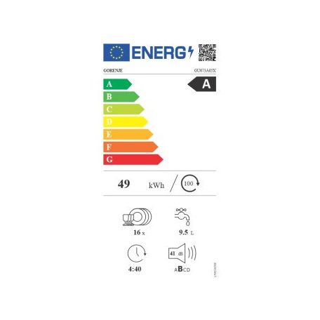 Gorenje 16 terítékes, Wifi, Inverteres, Felső evőeszköztálcás, Öntisztítós, pult alá építhető mosogatógép INOX GU673A65X-31%