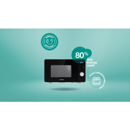 Gorenje 20L, digitális kijelzős mikrohullámú sütő FEKETE MO20A3B-21%!