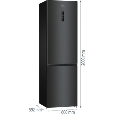 Gorenje NRK620B61BX4OT A+++-20% 331L, NoFrost, Inverreres kombinált hűtőszekrény FEKETE-27%!