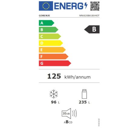 Gorenje NRK620B61BX4OT A+++-20% 331L, NoFrost, Inverreres kombinált hűtőszekrény FEKETE-27%!