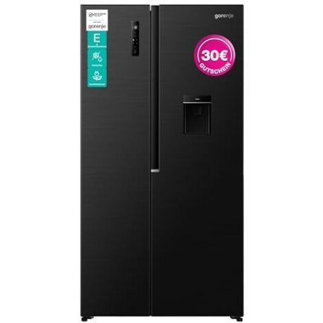Gorenje 541L A++, NoFrost Plus, Vízadagolós, Inverteres amerikai hűtőszekrény FEKETE NRS917E41BXWD-25%!