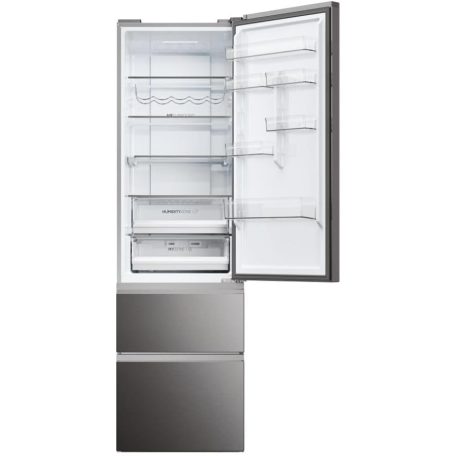 Haier 414L Total NoFrost, Inverteres, WiFi, fiókos kombinált hűtőszekrény INOX HTW5620CNMP-25%!