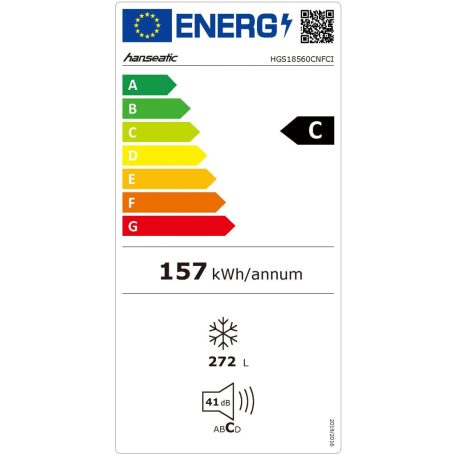 Hanseatic 272L A+++-10% NoFrost, Inverteres fagyasztószekrény INOX HGS18560CNFCI-26%!