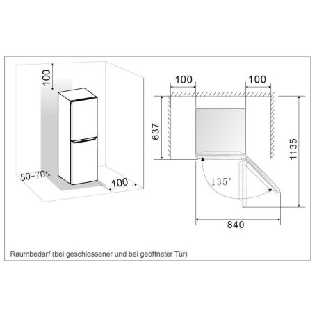 Hanseatic A+++ 175L kombinált hűtőszekrény FEKETE HKGK14349CBI-17%!