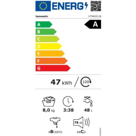 Hanseatic 8 KG A+++-30% felültöltős mosógép HTWK813A-25%!