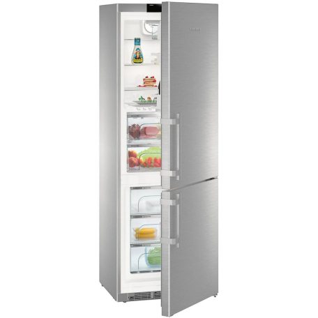 Liebherr 393L A+++, NoFrost, BluePerformance 70 cm széles kombinált hűtőszekrény INOX CBNes 5775-37%!