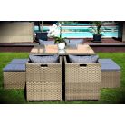 LUX Prime Bora "L" bézs  műrattan 8 személyes étkező garnitúra-18%!