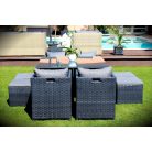 LUX Prime Bora "L" antracit műrattan 8 személyes étkező garnitúra-18%!