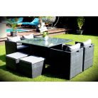 LUX Prime Bora "L" antracit műrattan 8 személyes étkező garnitúra-18%!