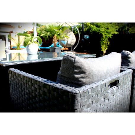 LUX Prime Bora "L" antracit műrattan 8 személyes étkező garnitúra-18%!