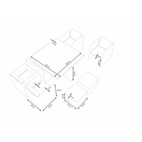 LUX Prime Bora "L" antracit műrattan 8 személyes étkező garnitúra-18%!