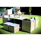 LUX Prime Bora "L" bézs  műrattan 8 személyes étkező garnitúra-18%!