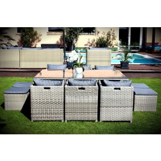   LUX Prime Bora "XL" bézs műrattan 10 személyes étkező garnitúra-20%!