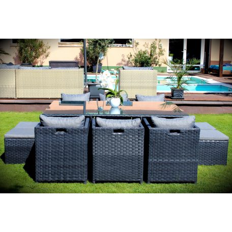 LUX Prime Bora "XL" bézs műrattan 10 személyes étkező garnitúra-20%!