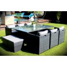 LUX Prime Bora "XL" bézs műrattan 10 személyes étkező garnitúra-20%!