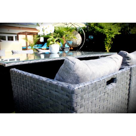 LUX Prime Bora "XL" bézs műrattan 10 személyes étkező garnitúra-20%!