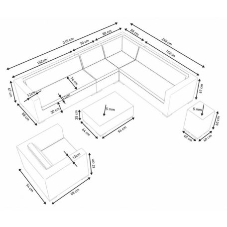 LUX Prime Pepino "L" műrattan sarok kerti bútor szett