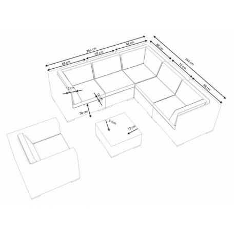 LUX Prime Pepino "M" műrattan sarok kerti bútor szett