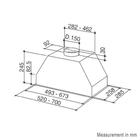 Smeg 70 cm széles 740 m3/h beépíthető sziget páraelszívó Classic 792L-50%!!