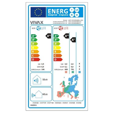 Vivax ACP-12CH35AERI+ R-Design+ - Fehér 3, 5kW split klíma, fűtésre optimalizált, A+++, -25°C-ig fűtés