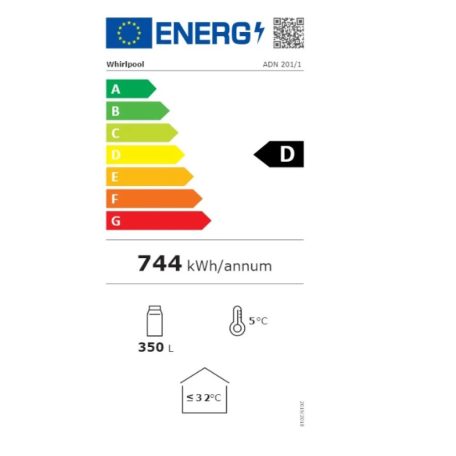 Whirlpool ADN 201/1 Üvegajtós hűtőszekrény, 350 l, alumínium