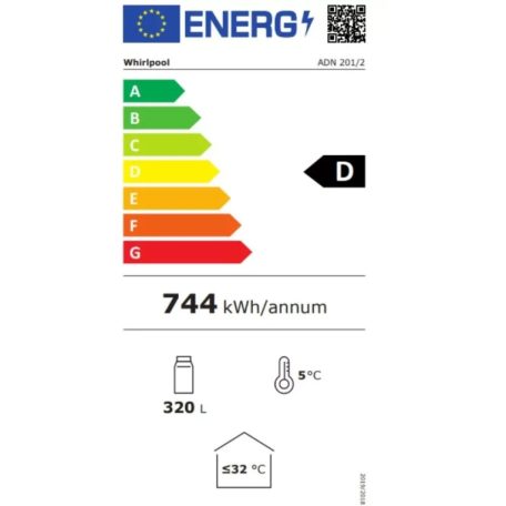 Whirlpool ADN 201/2 Üvegajtós hűtőszekrény, 350 l, fehér