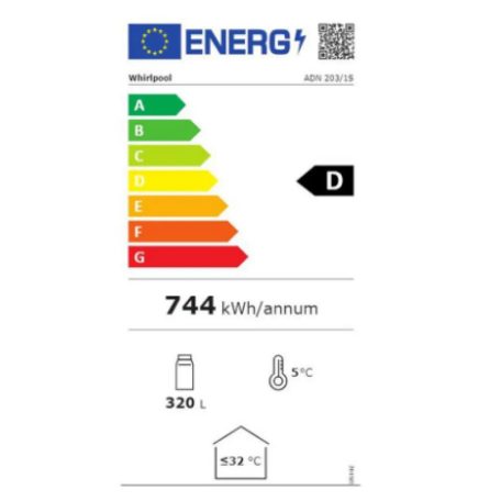 Whirlpool ADN 203/1S Üvegajtós hűtőszekrény, 350 l, alumínium
