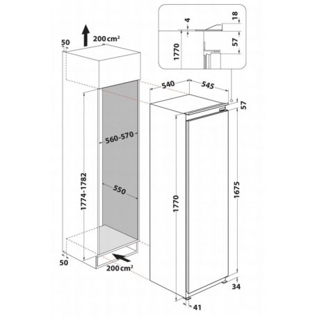 Whirlpool ARG 180701 Beépíthető hűtőszekrény, 314L, M:178 cm, 6. érzék funkció, F energiaosztály, Fehér-31%!